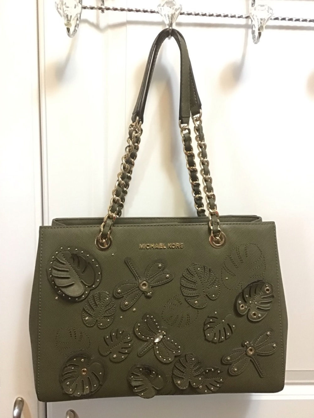 Michael kors Saffiano leather appliqué  bag chains butterfly dragonfly